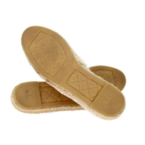 Chanel Espadrille 37 Woven Fabric Grosgrain Cc Cap-toe Flats CC-S0207P-C036 - Picture 11 of 12